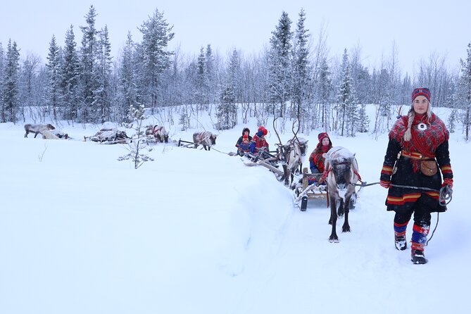Aurora Hunting with Reindeer Caravan - Dinner beside the fire in a traditional tent
