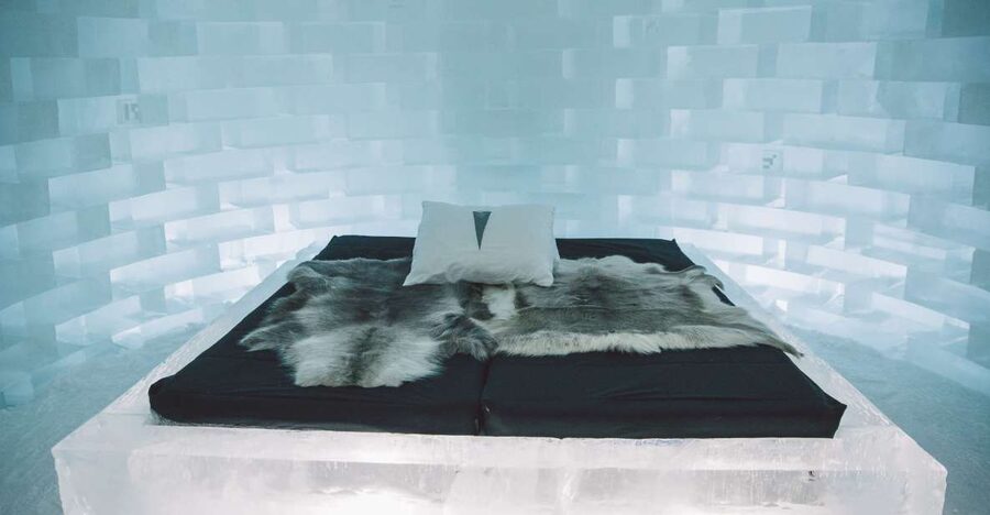 From Abisko: Explore the Icehotel - The Ice Church and the hotel’s frozen atmosphere