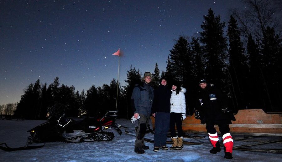 Luleå : Northern Lights Tour on a Snowmobile drawn Sled - Setting out from Brändön Lodge after dark